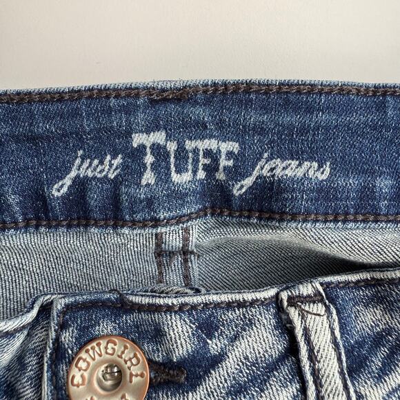 Just Tuff Jeans Women’s Size W27 L 33 Blue Cowgirl Tuff Co Flare - Picture 2 of 10